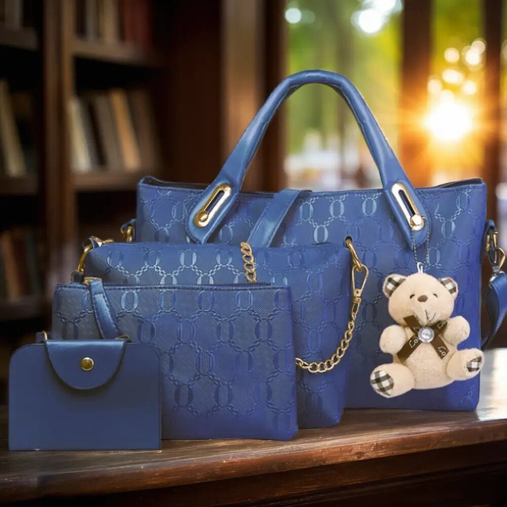 5pc | Blue | Chain-Link Matching Purse Set